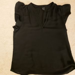 Sheer black ruffled sleeved blouse